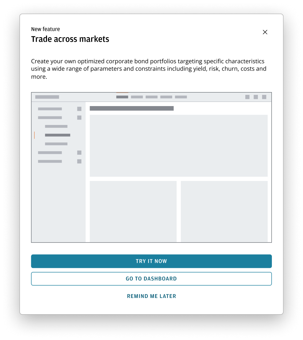 Announcement dialog with a stacked button bar